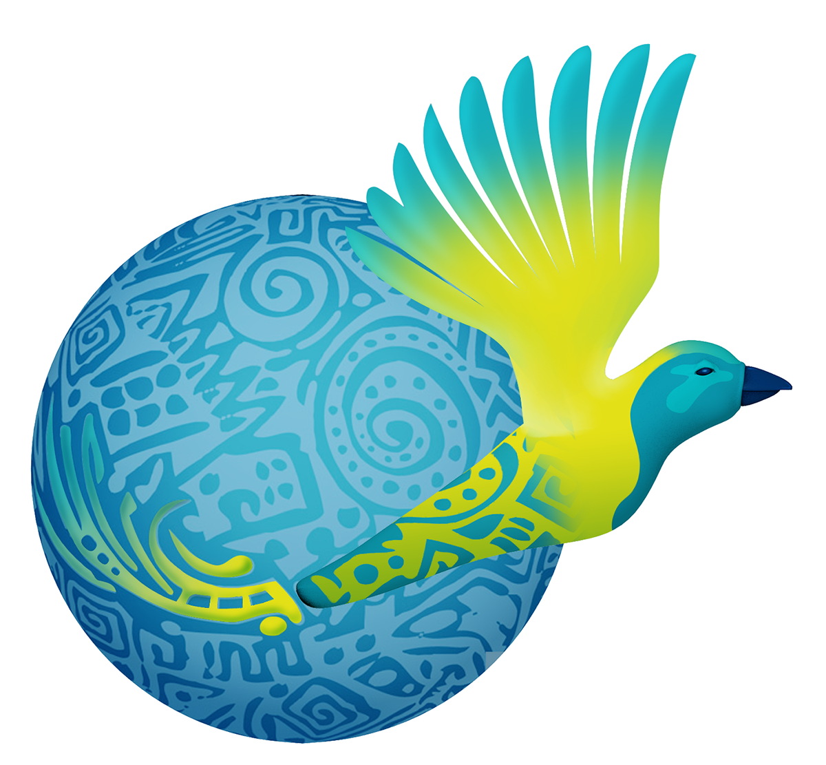 3D logo bird blue yellow