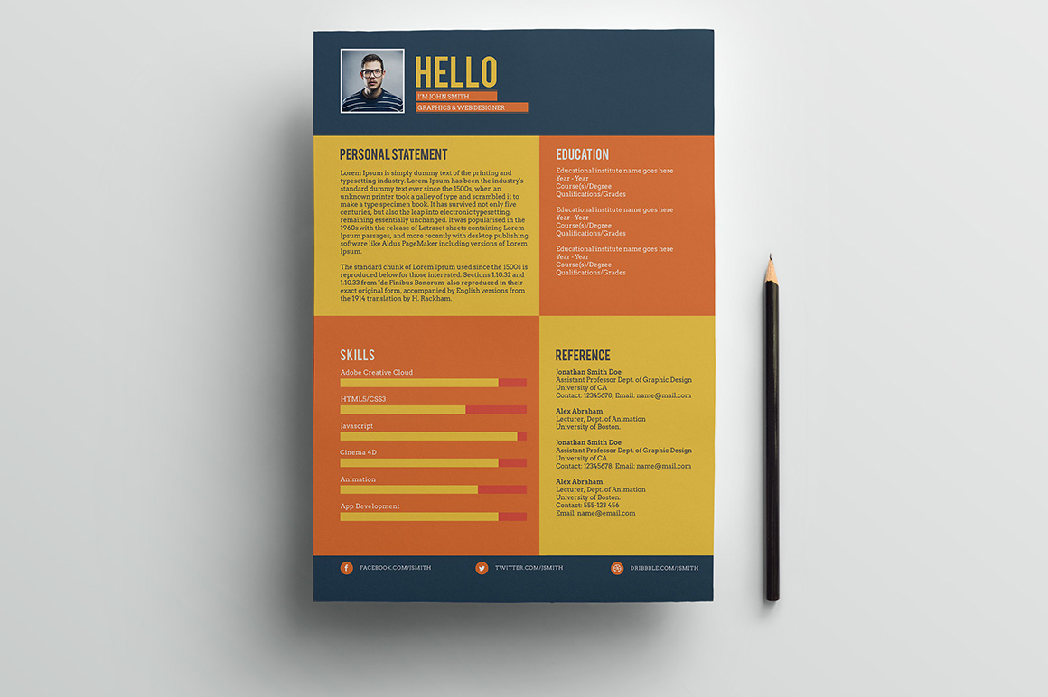 Resume CV resume template template flat flat style free freebie psd photoshop editable