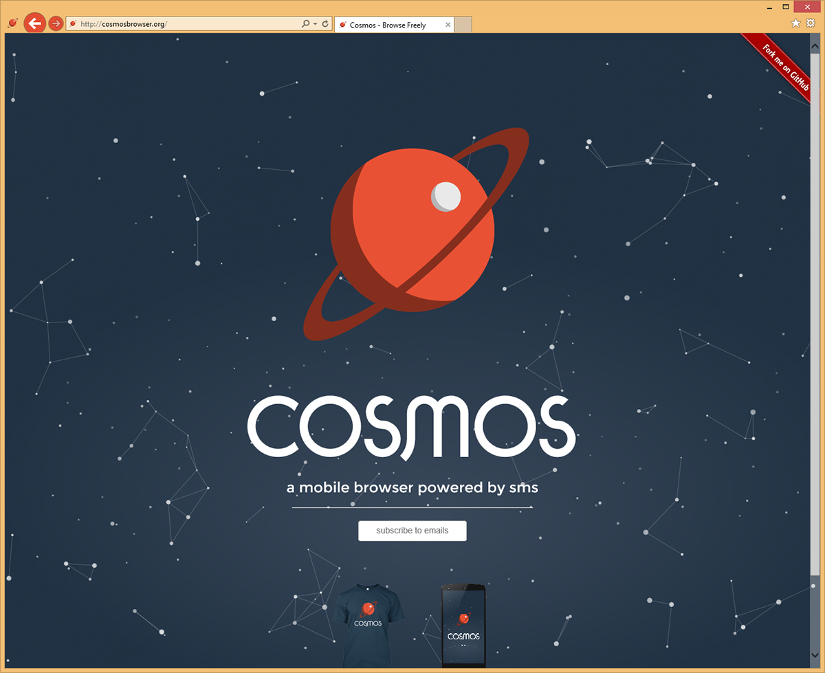 Cosmos Browser Internet Web SMS texting Planets Space 
