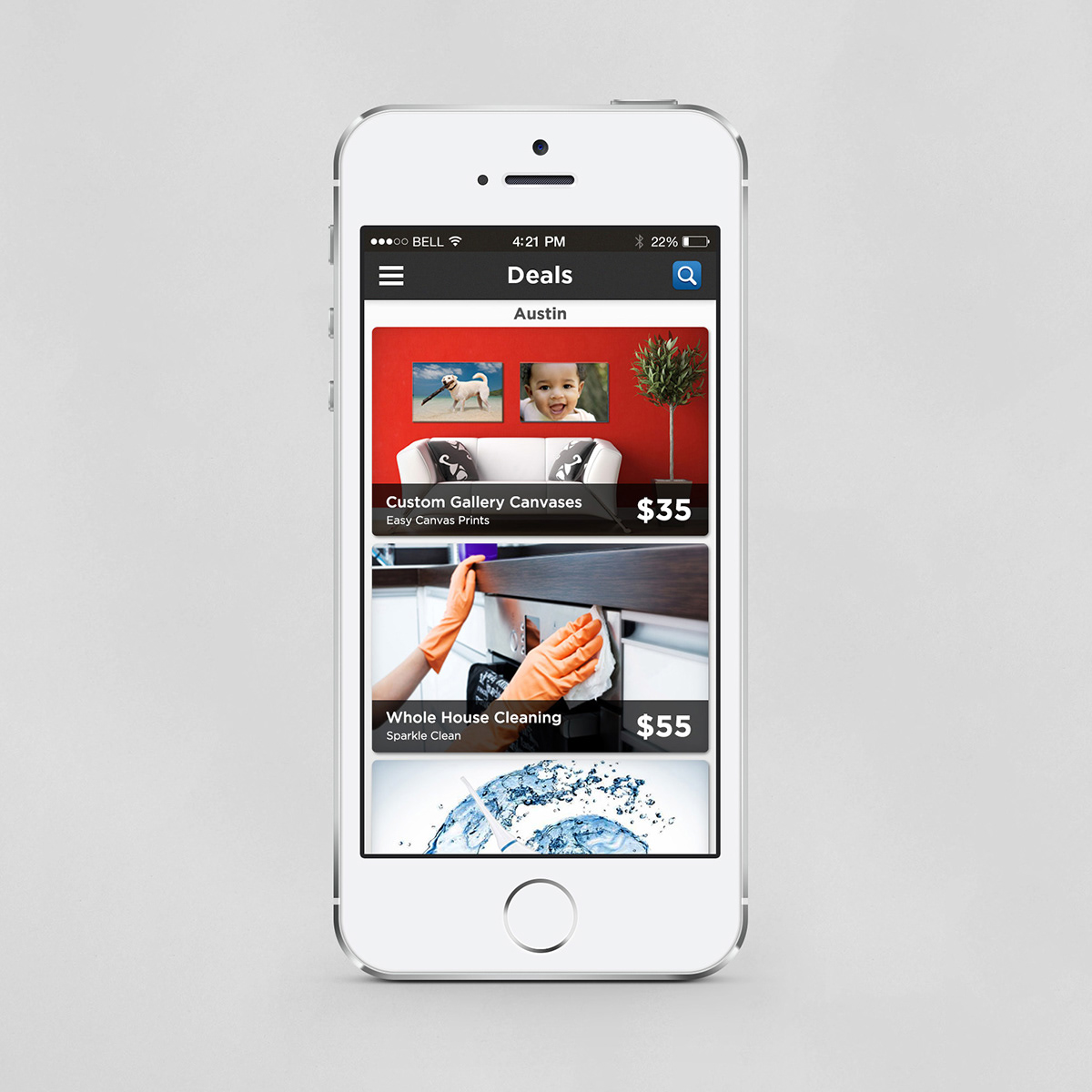 app app design moolala Deals groupon LivingSocial ios iphone infinite scroll purchase commerce social