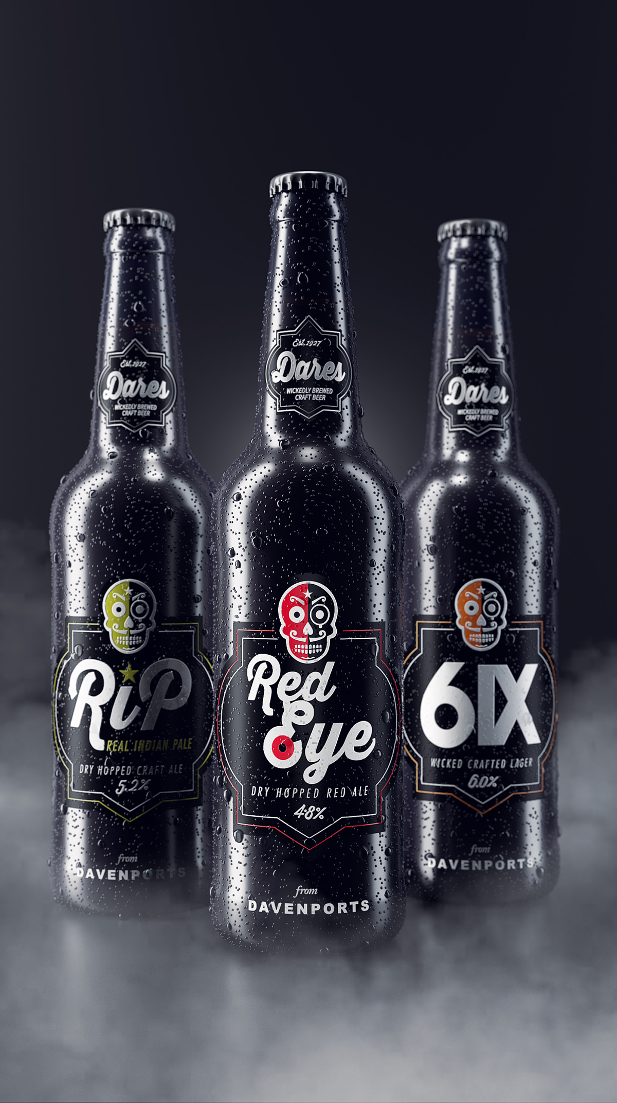 Davenports dares beer be beverages CGI bottle 3dsmax vray UK