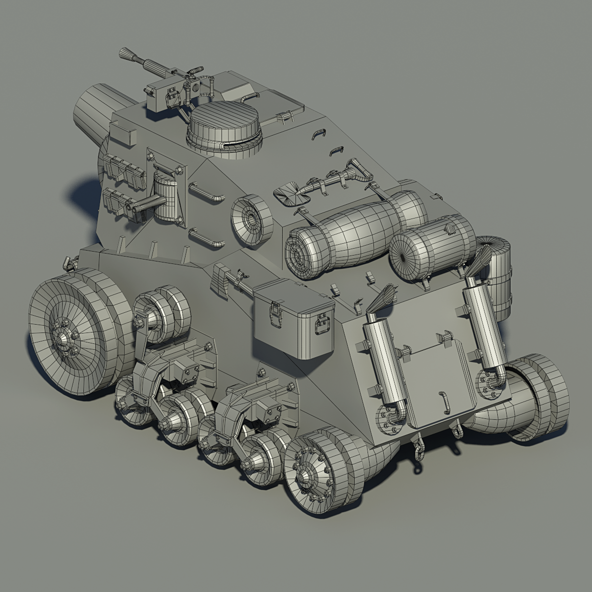cartoon Tank Low Poly game ready next gen army Military Weapon Cannon flame thrower  3ds max