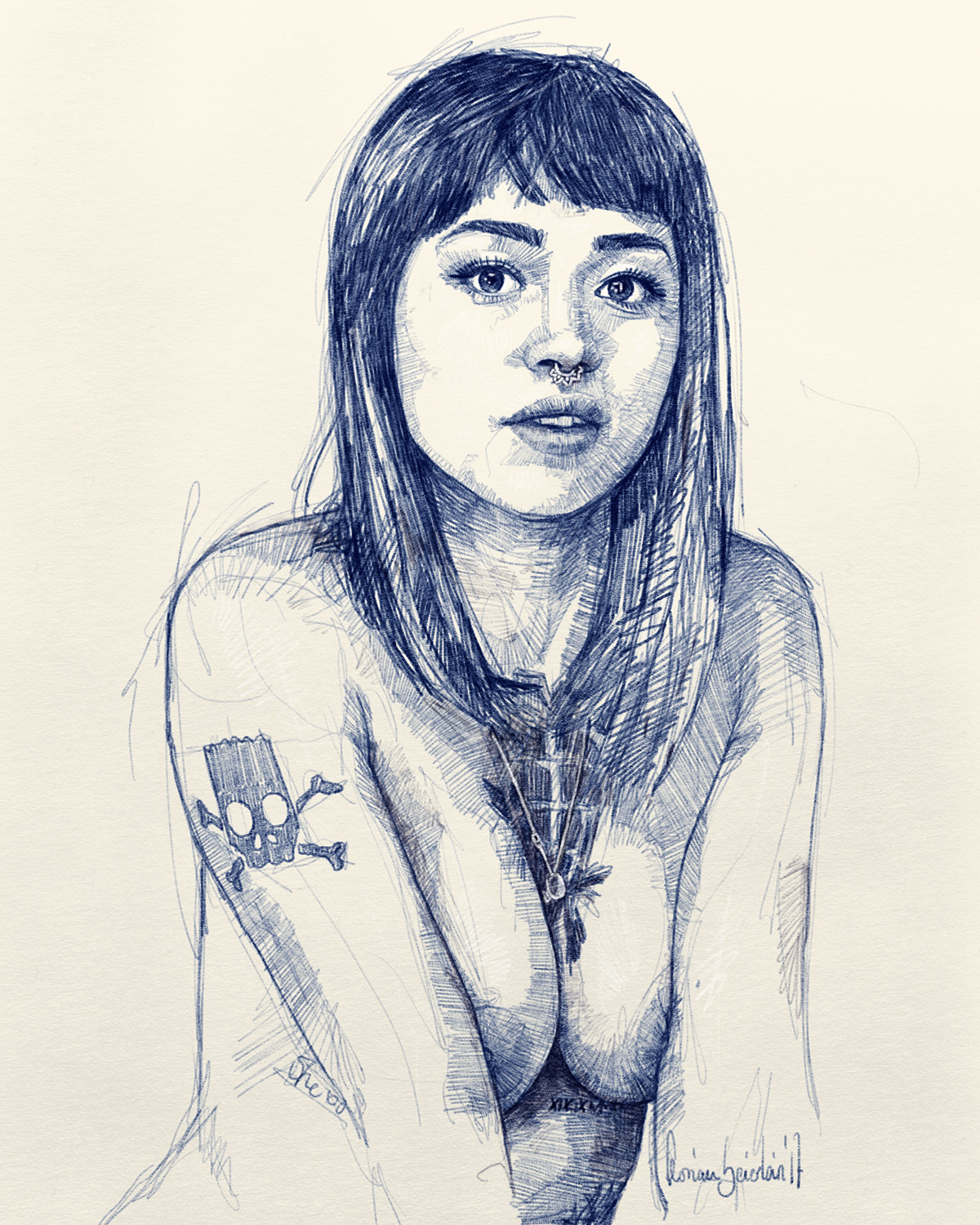 portrait sketch art pencil face nude people