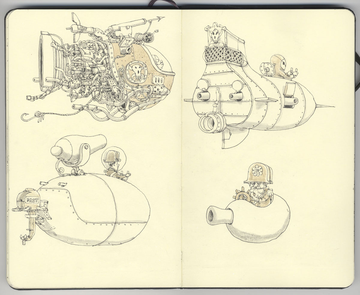 mattias adolfsson  moleskine  drawing  sketchbook  ink  watercolor  fountain pen
