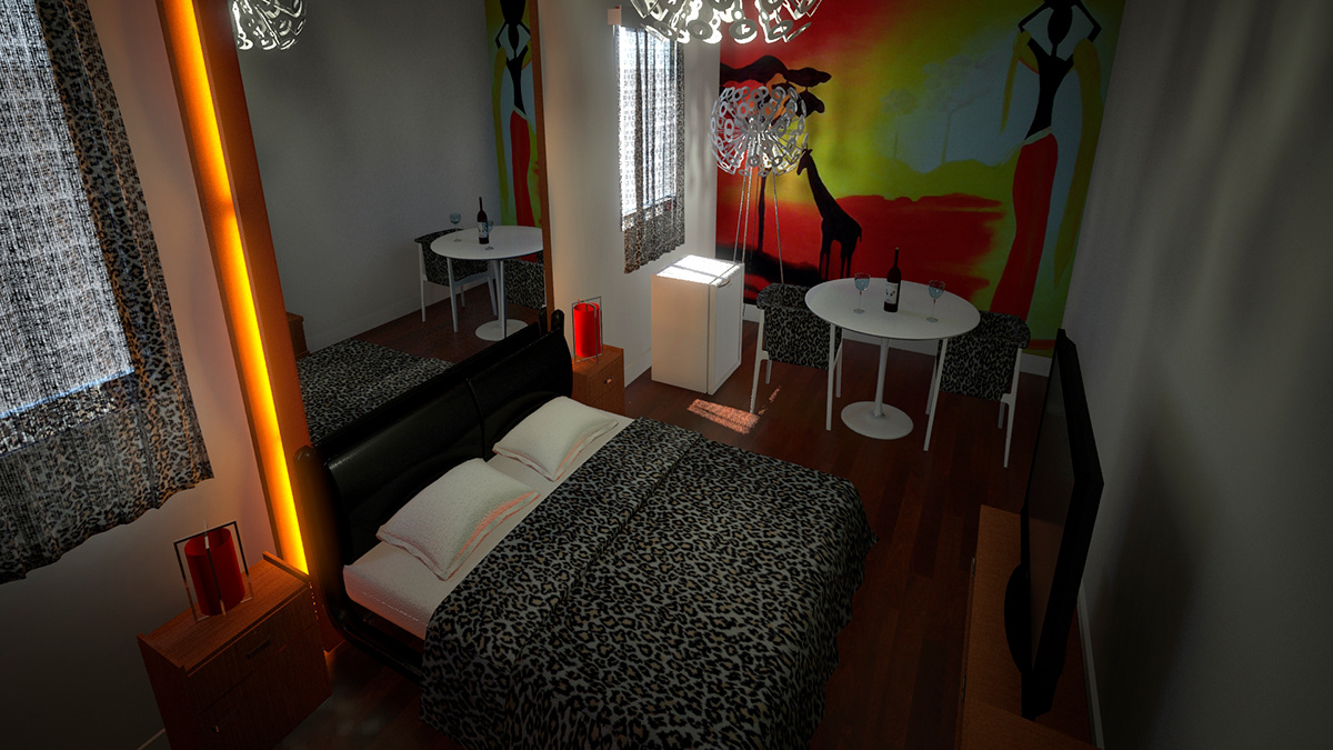 3D Interior design motel mobile Truck 3ds max mental ray