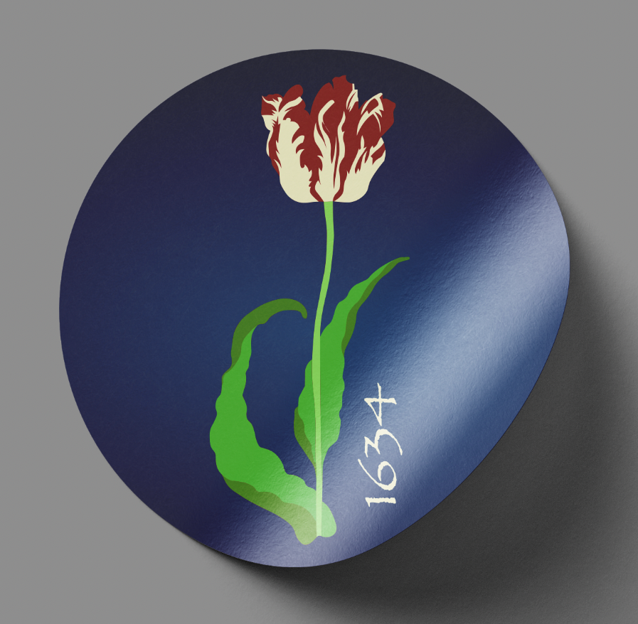 baroque design digital illustration flower sticker