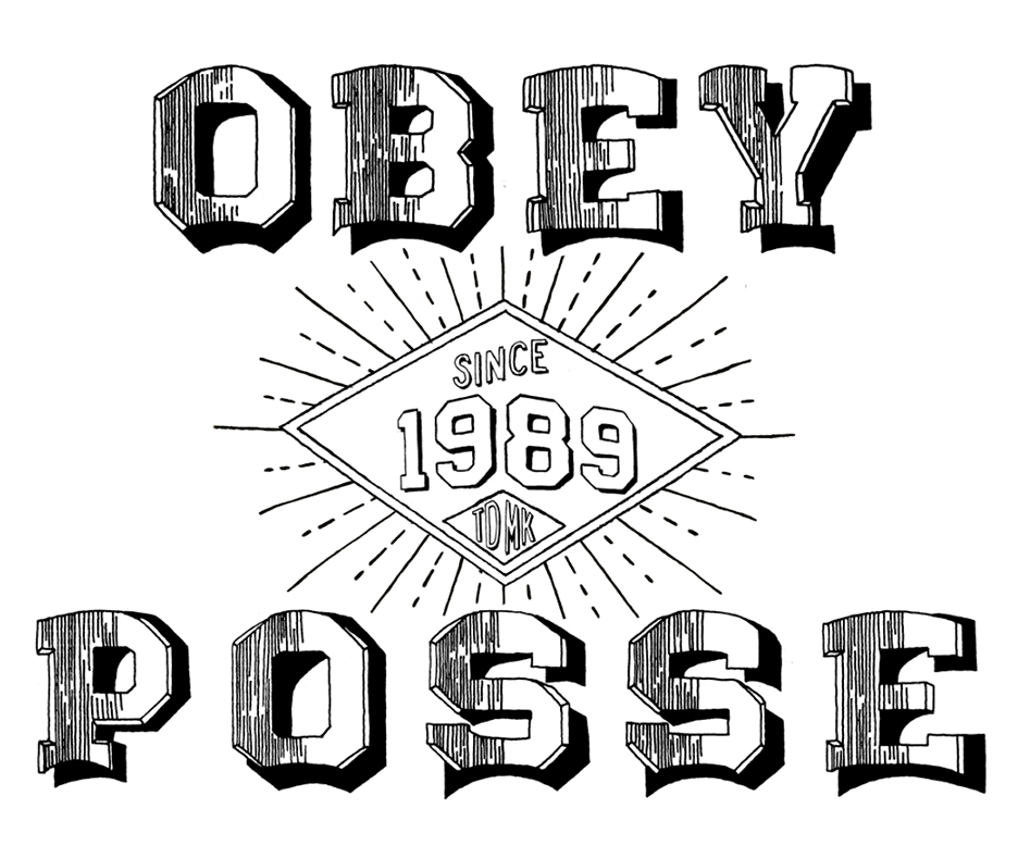 OBEY OBEY POSSE HAND LETTERING wolf vintage varsity Rob Howell