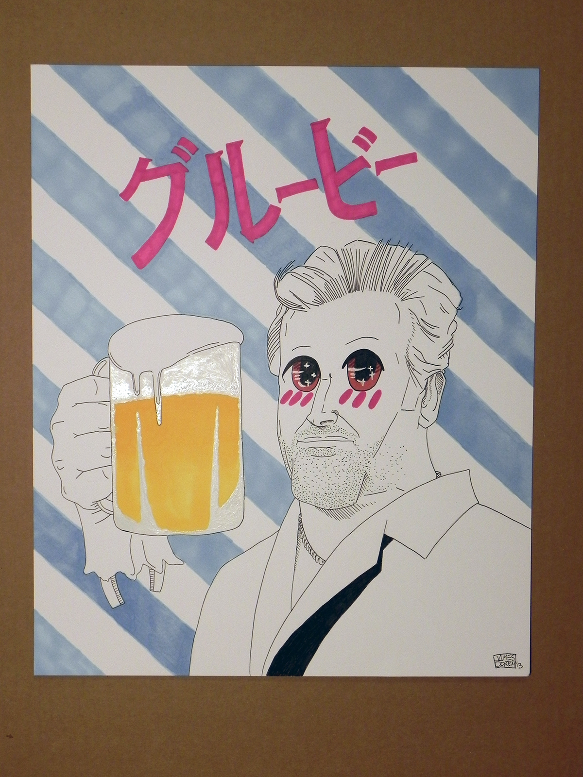 bruce campbell beer kawaii japanese poster micron pen ad marker white out Bristol