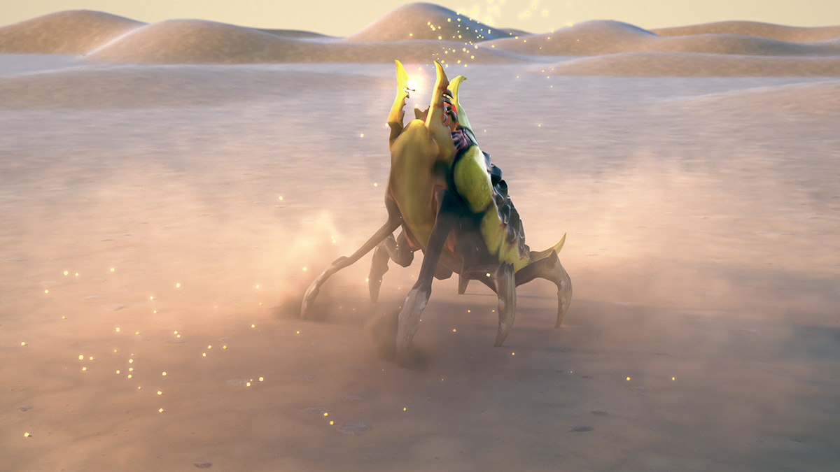animation  creature CGI 3D desert dust particles