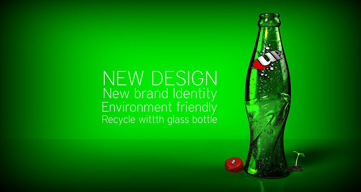 7Up glass bottle eco green brand identity bottle