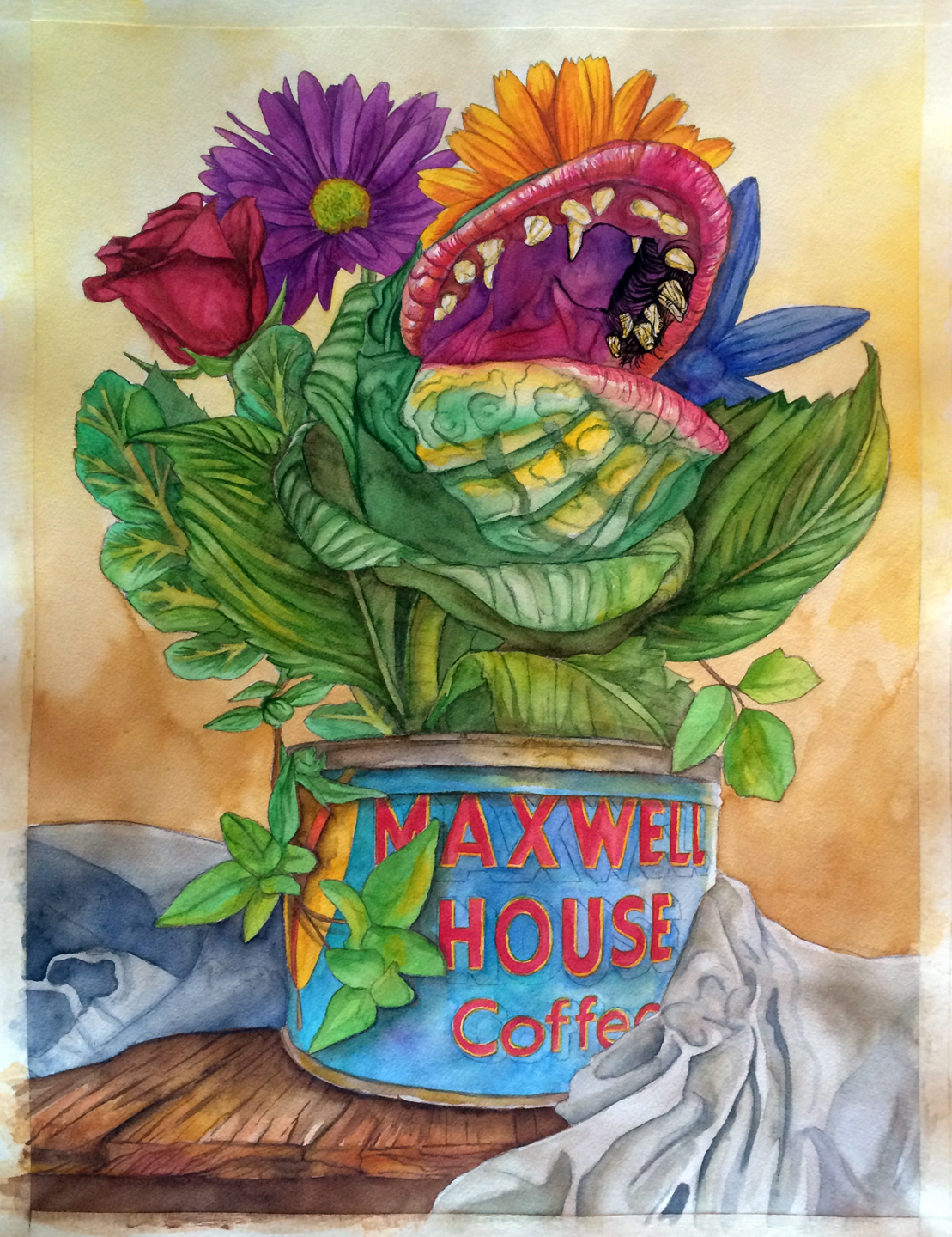 watercolor ink Movies gallery Flowers still life Pentel little shop of horrors audrey
