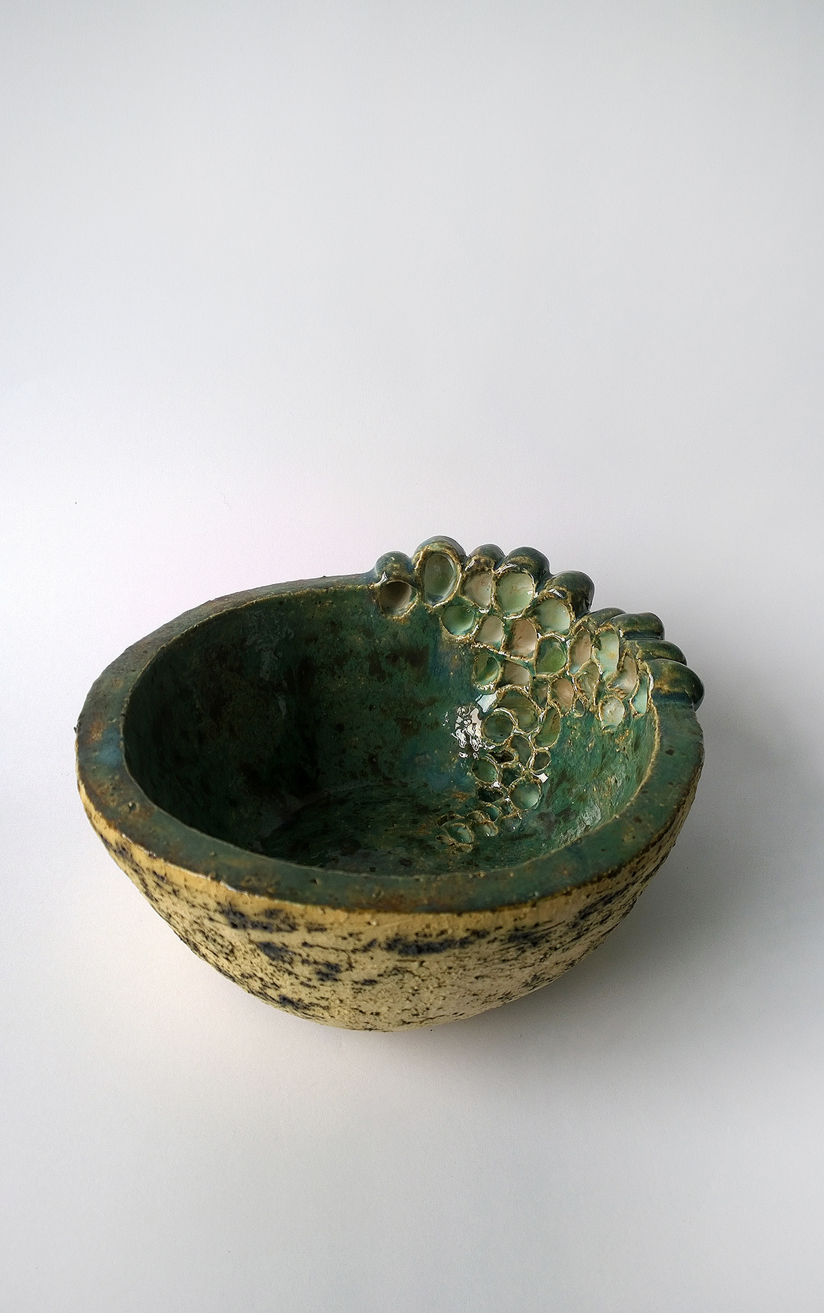 clay Grog bowl enamel copper oxide