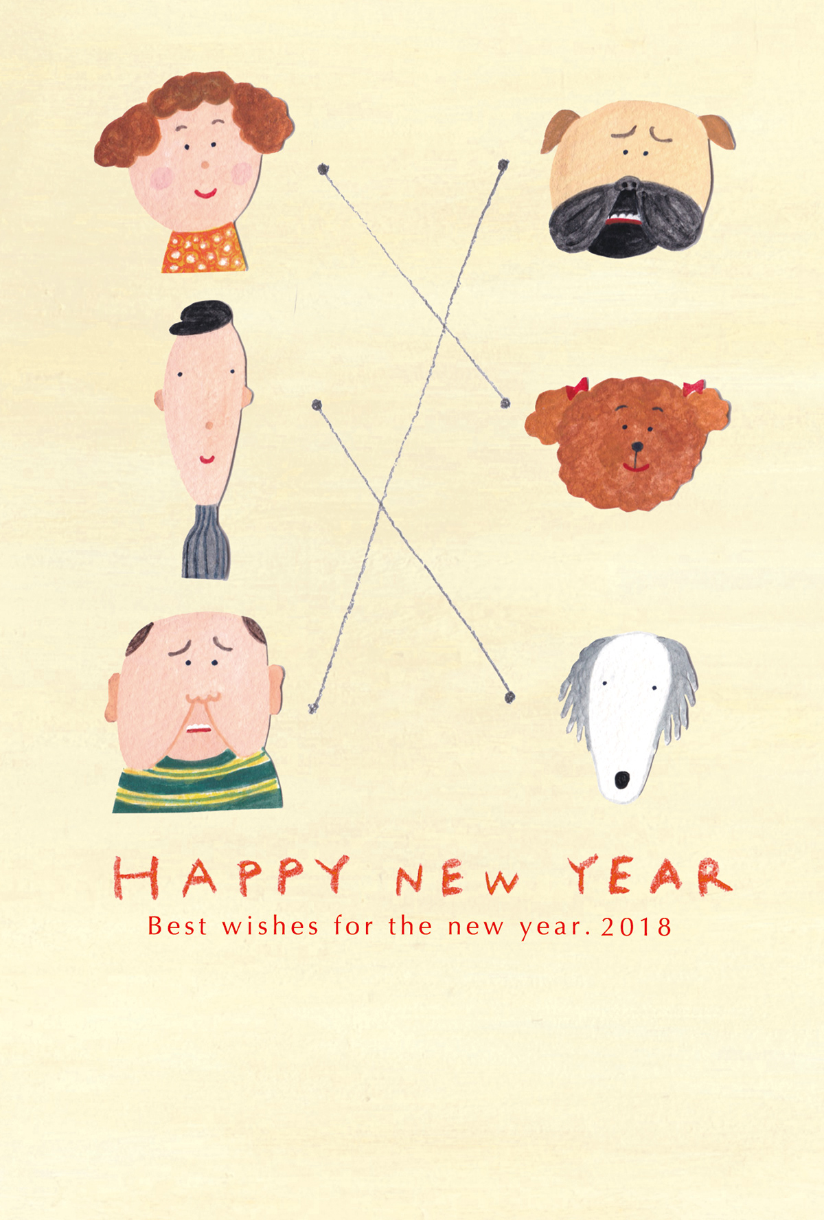 new year's card japanese greeting new year dog cute pretty family ILLUSTRATION  Illustrator