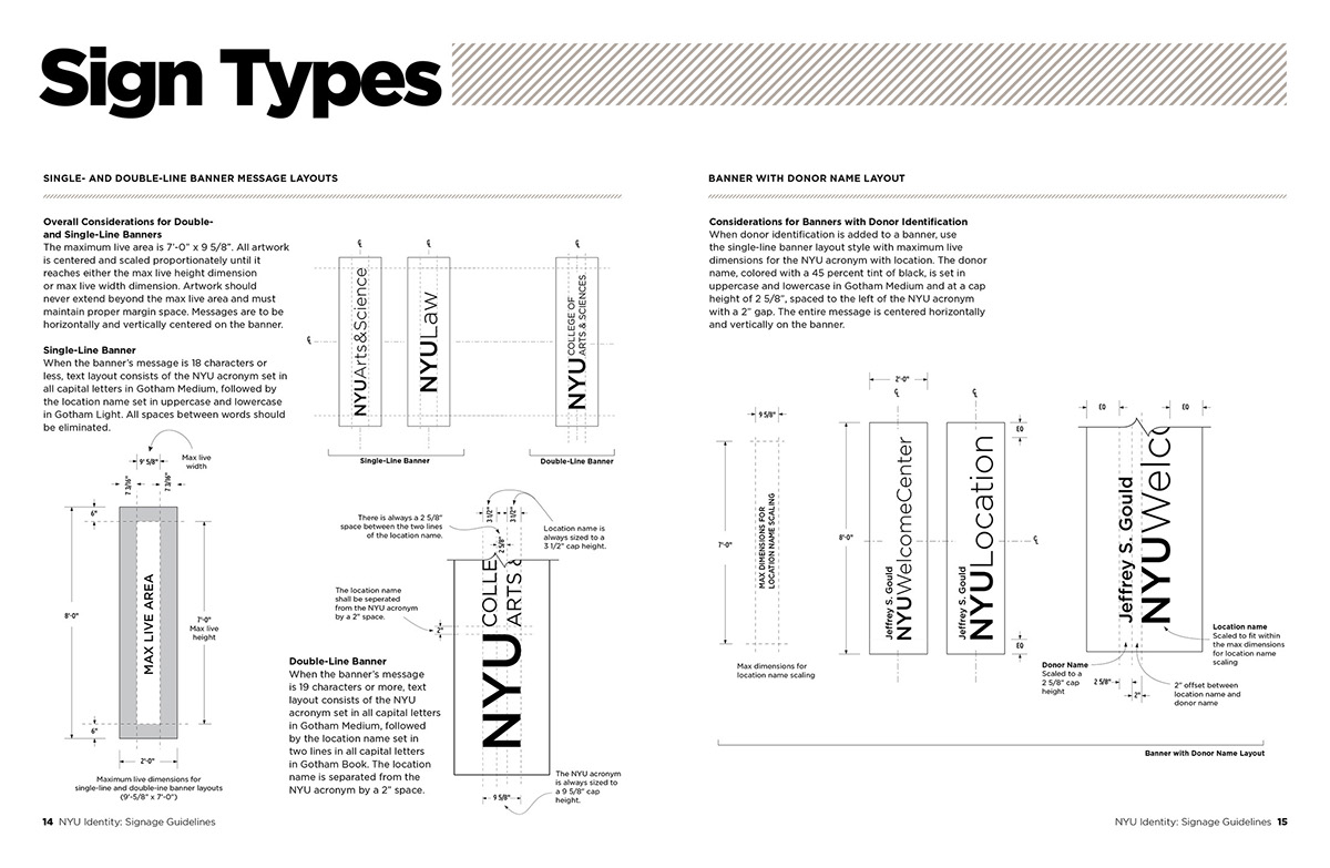 nyu University identity Graphic Standards Signage guidelines environmental graphics