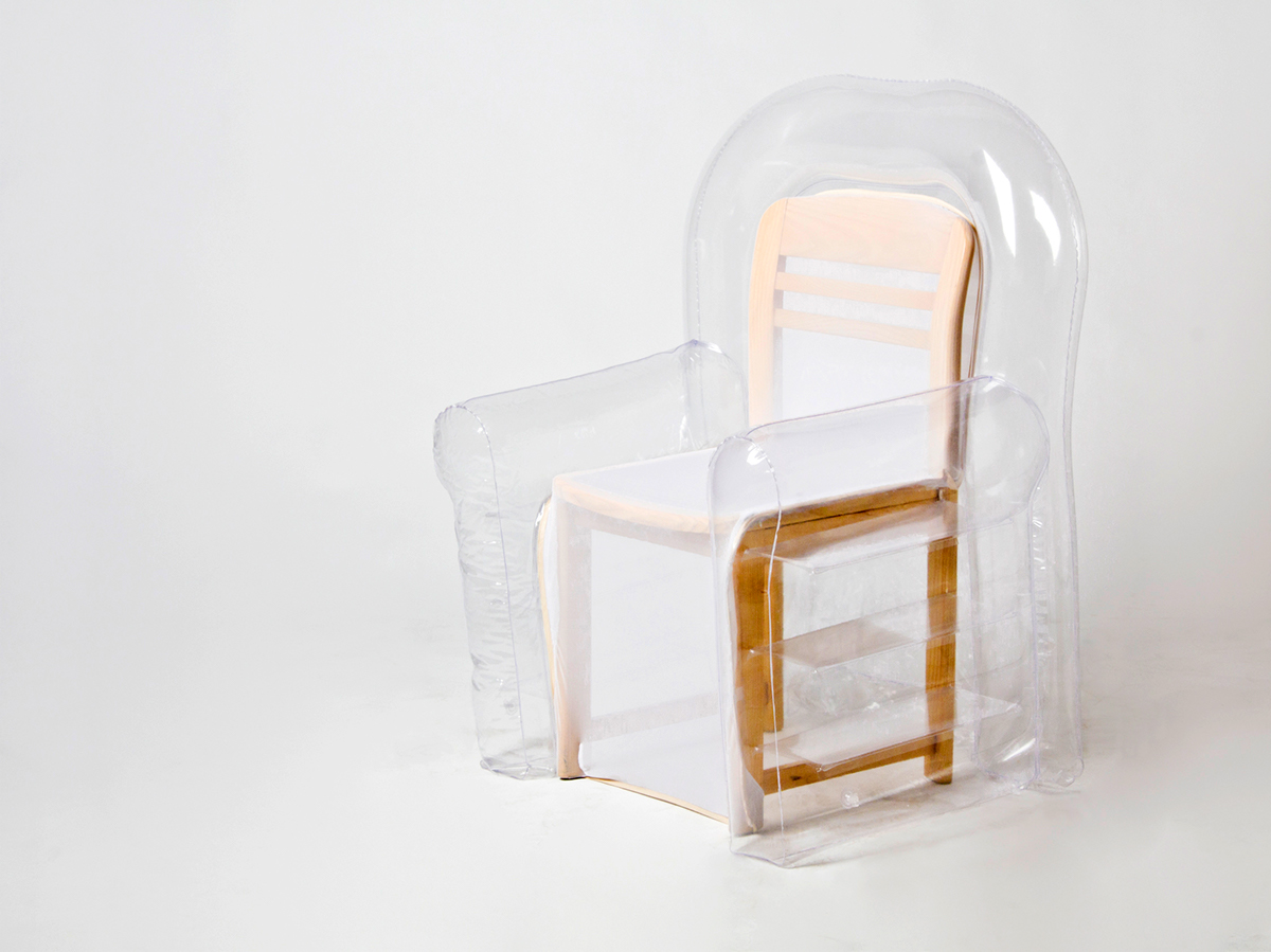 past cover chair  armchair transparent inflatable time