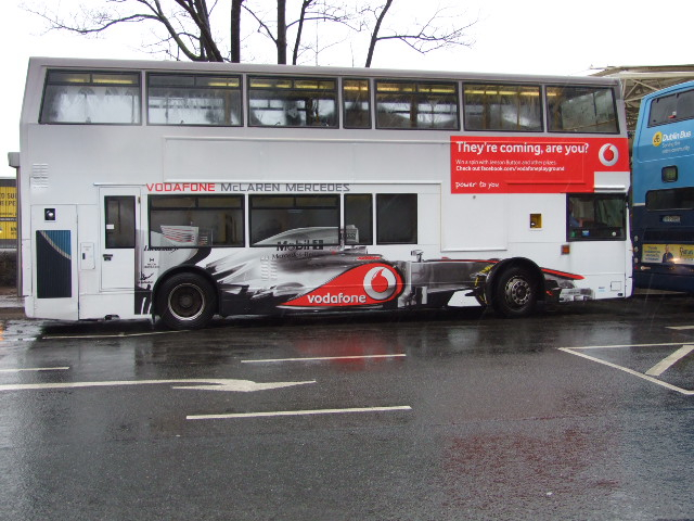 vodafone f1 Formula 1 formula one Jenson Button press Radio Ambient Bus Wrap dublin Ireland Vodafone Ireland airport