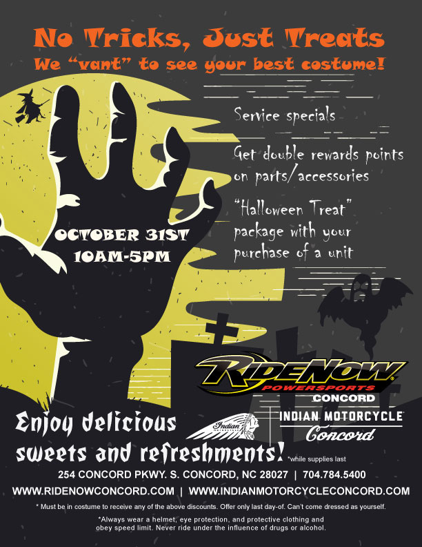 ridenow powersports Illustrator Halloween trick costume october Event flyer facebook cover