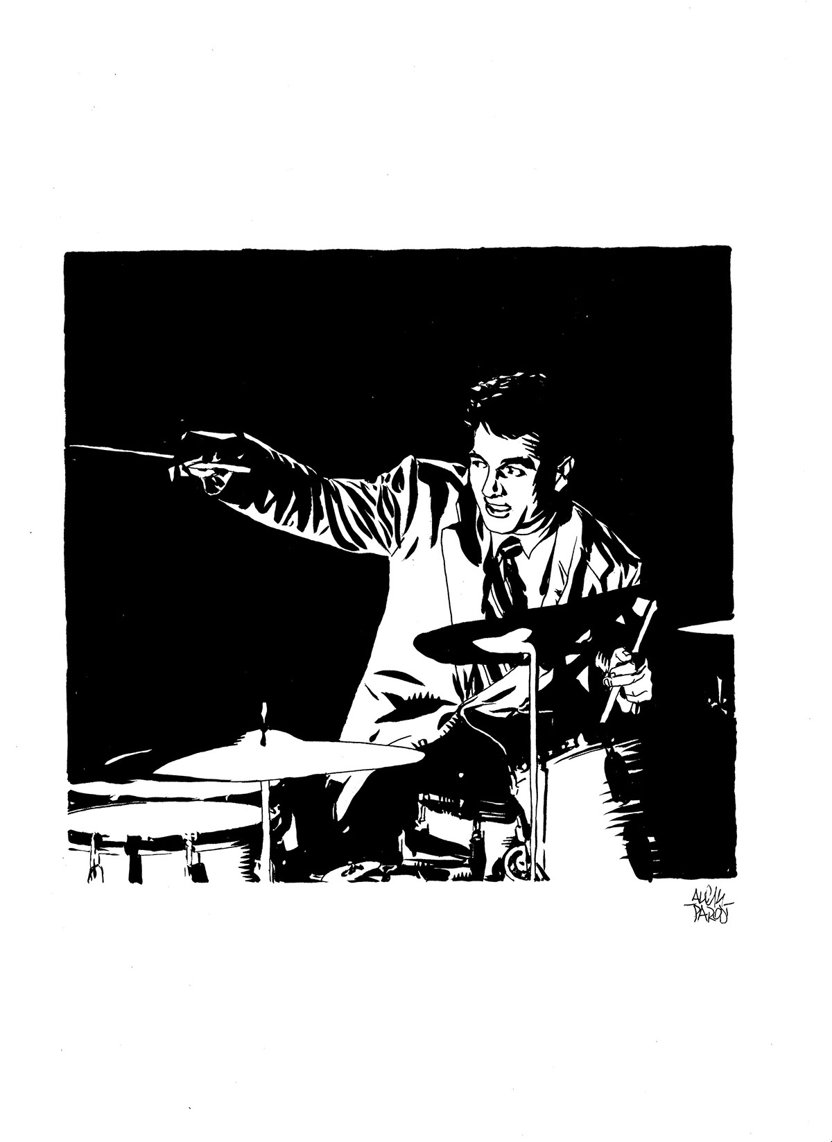 jazz  strange fruits black and white ink mignola comics portrait brush paper drawings
