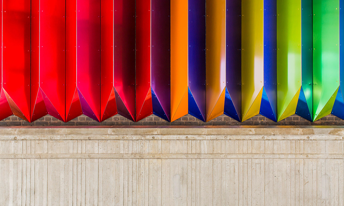 bridge color colorful colour Colourful  Installation Art light London origami  site specific