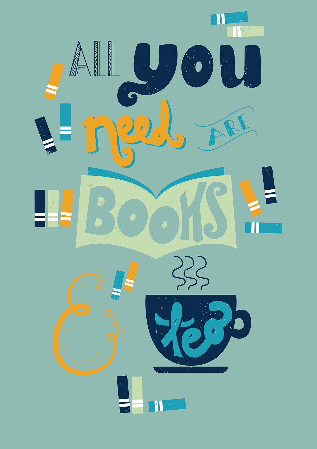books Bookworm tea Reading reader library lettering HAND LETTERING