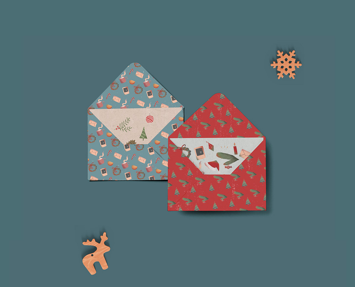 postcard new year photoshop Christmas envelope Holiday poster present Santa Claus Wrapping paper