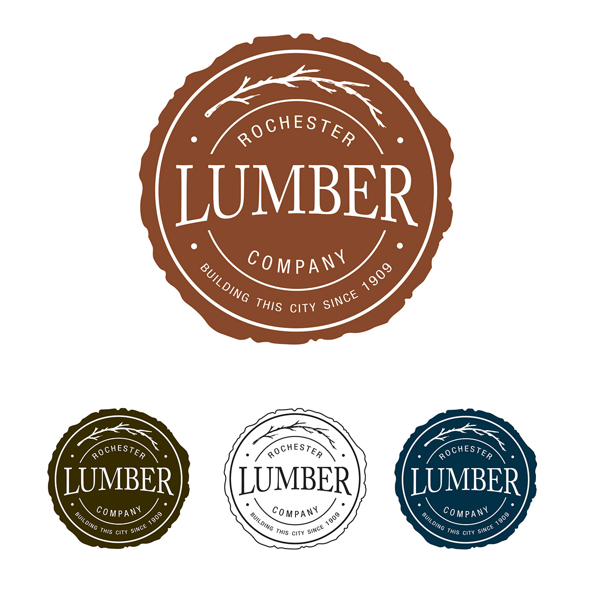 lumber rochester company wood brand logo design graphic flannel merchandise craft type hardware store vintage
