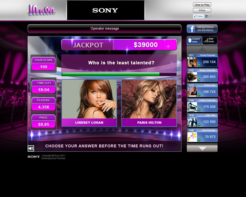 licence TV game Interface