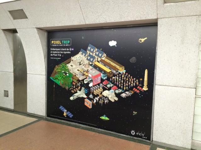 subway installation Pixel art pixel Egypte pyramide Madeleine espace meteor Bercy Chevalier moyen age gare de lyon jungle