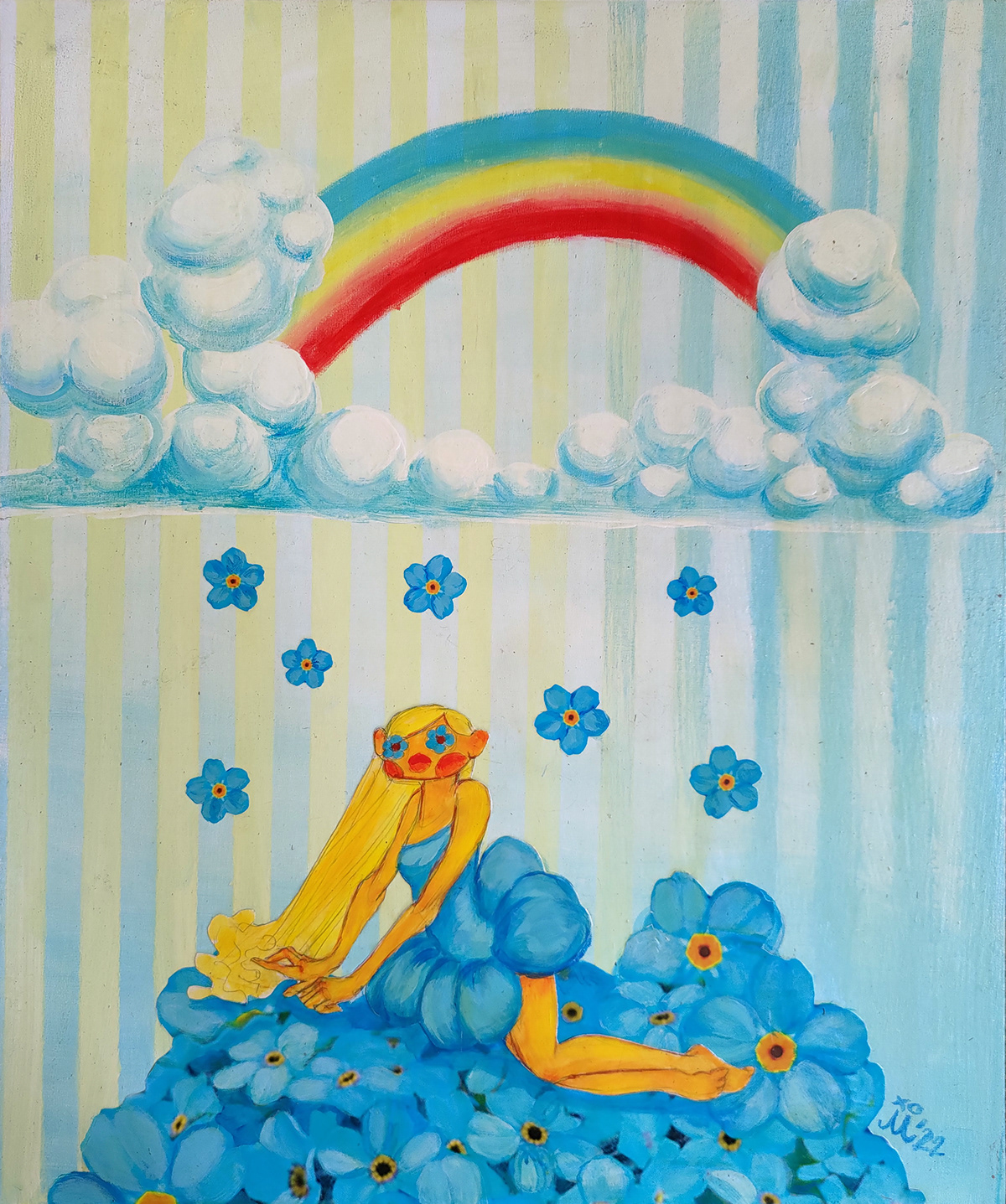 acrylic painting Character design  popsurrealism rainbow