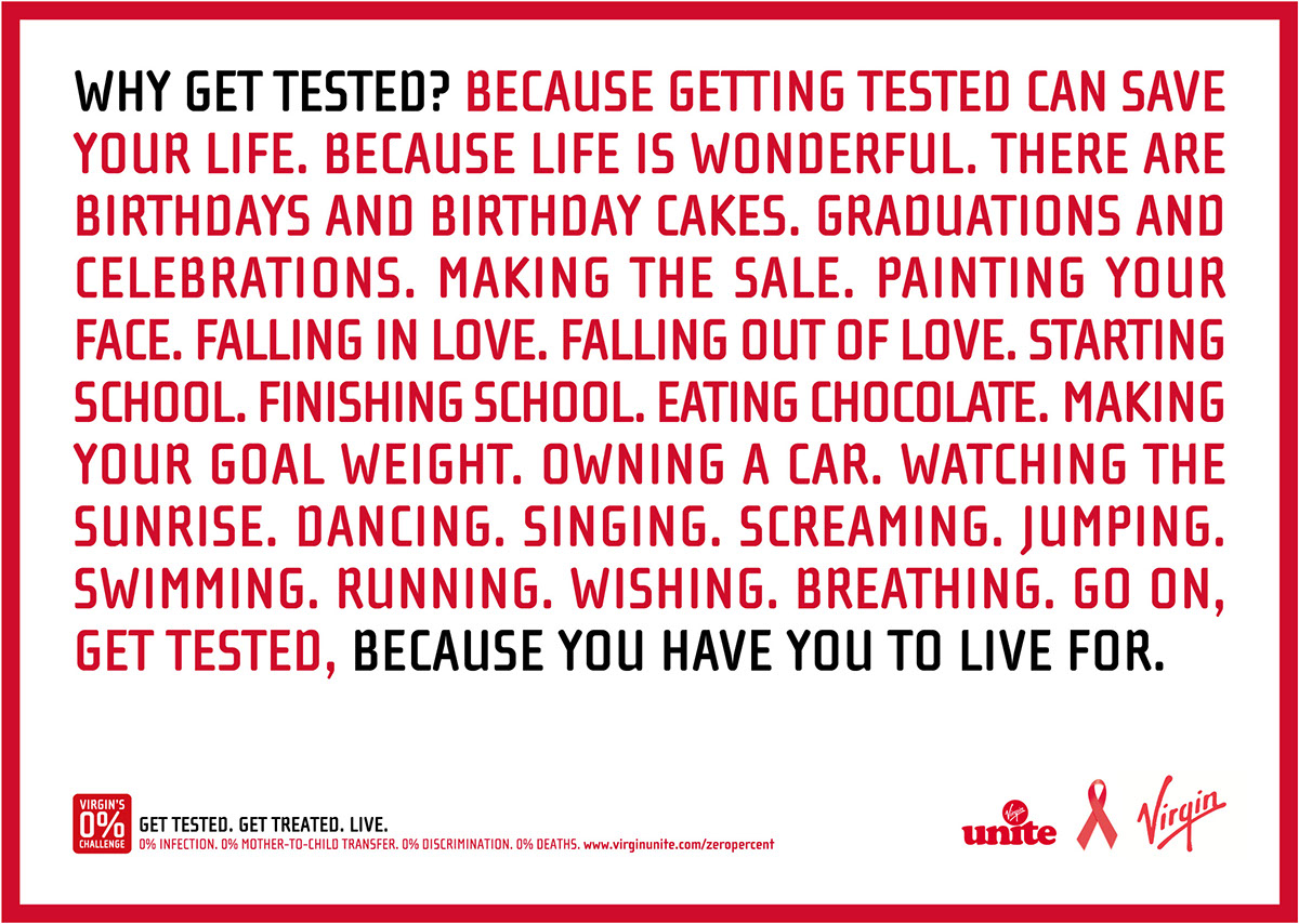 virgin World AIDS Day social life postcards aids awareness