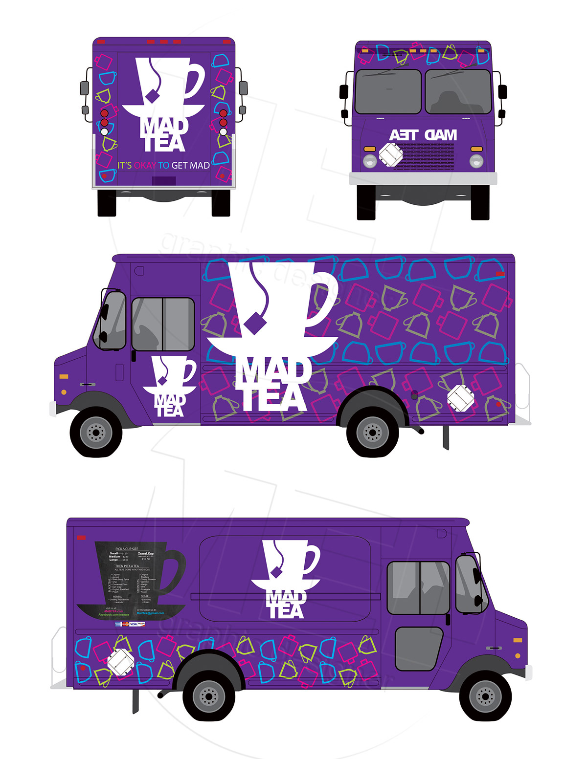 graphics product designs products mailer Food truck  informational