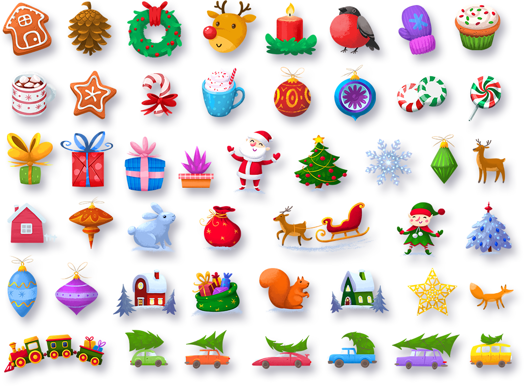 gameart gamedev matchthree Christmas puzzle game Interface objects Patterns ornaments