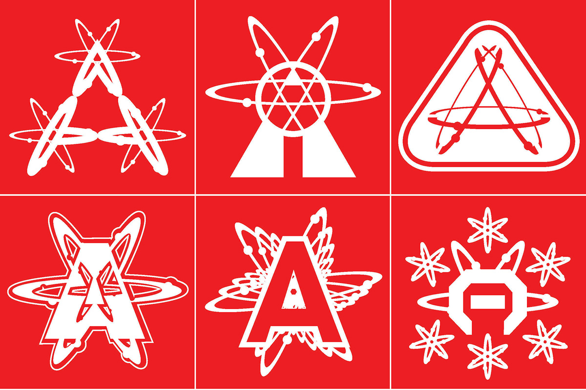 Annandale atoms blast atomic logos letter A poe ravens holmes hawks
