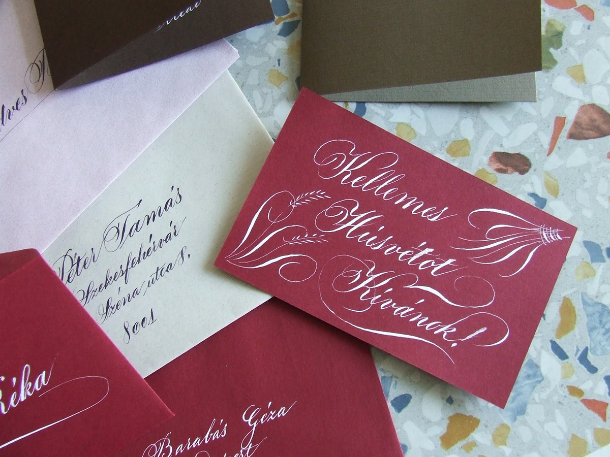copperplate white ink greeting cards