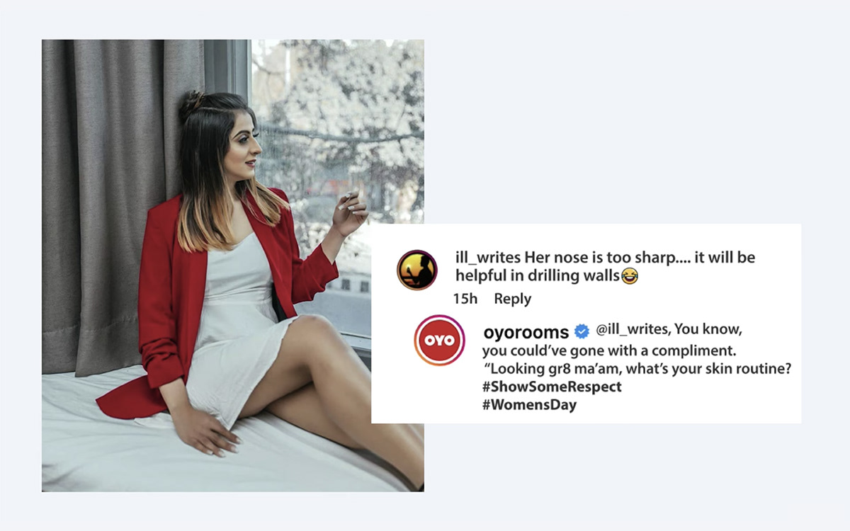 copywriting  creative social social impact Women Safety oyo Respect Women social media women's day