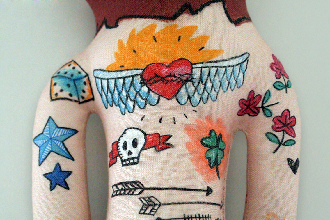 summer swimmer beard Triton stuffed toy tattoo