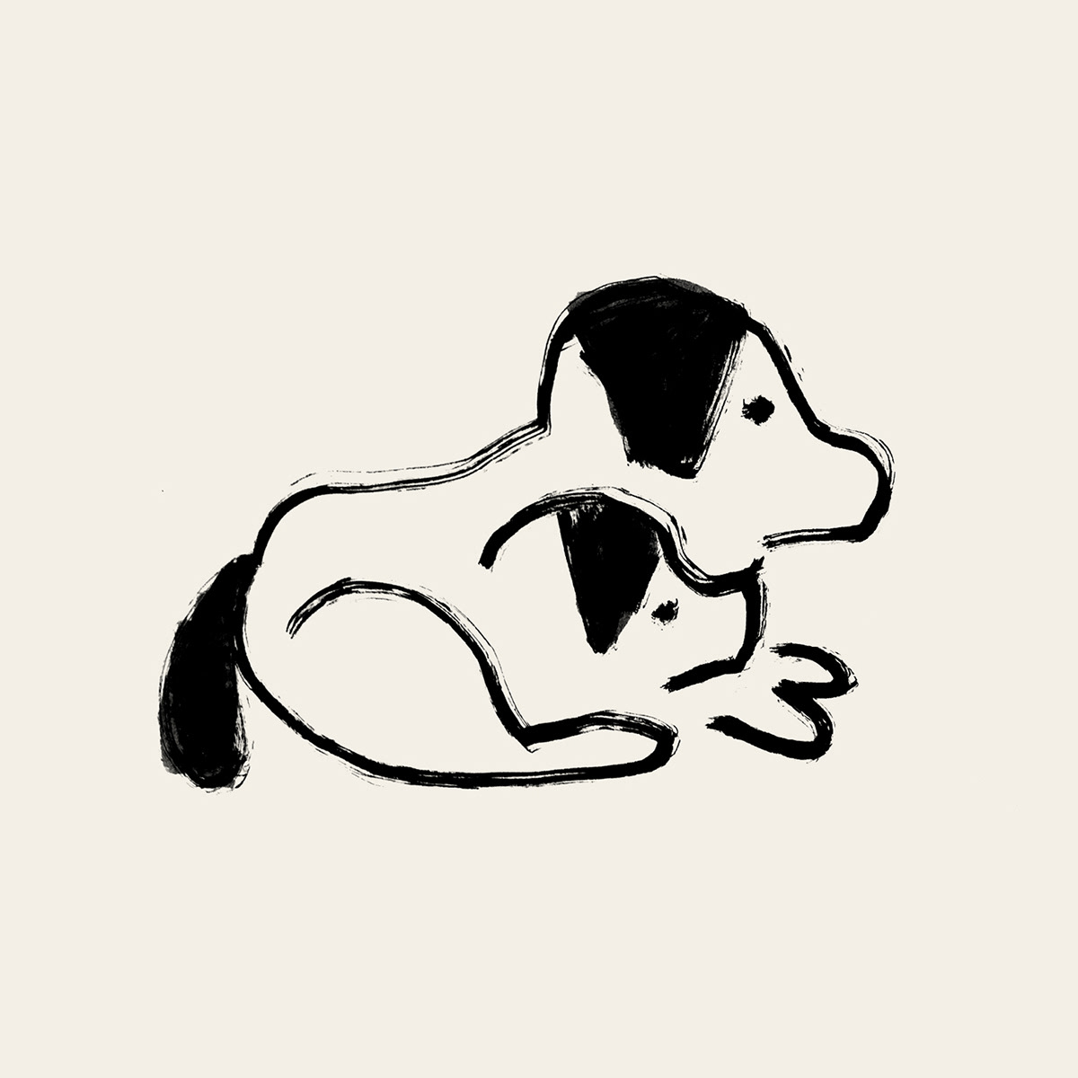 ink Drawing  animals dog minimalist monochrome cute symbol ILLUSTRATION  art