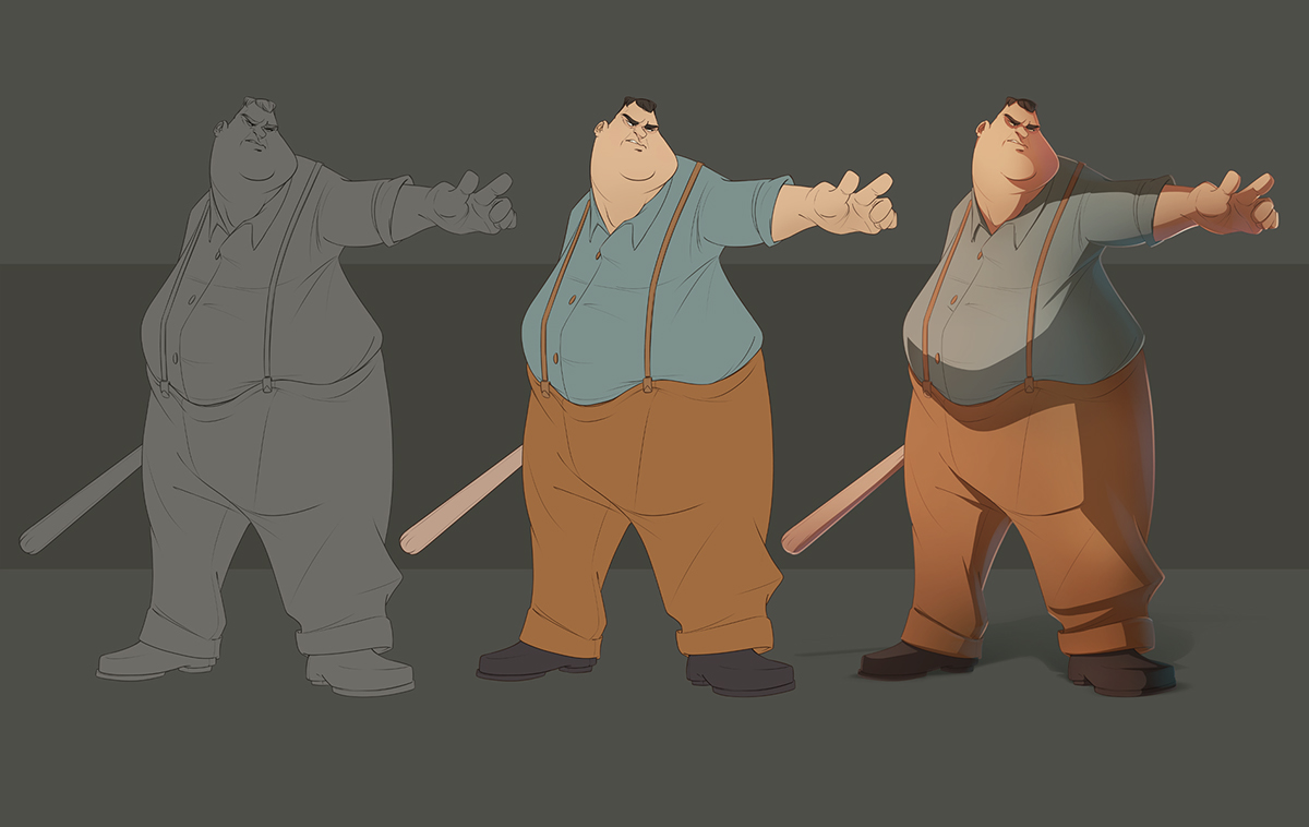 Character photoshop sketches Cintiq colors line-up process personnage line-art Fightclub