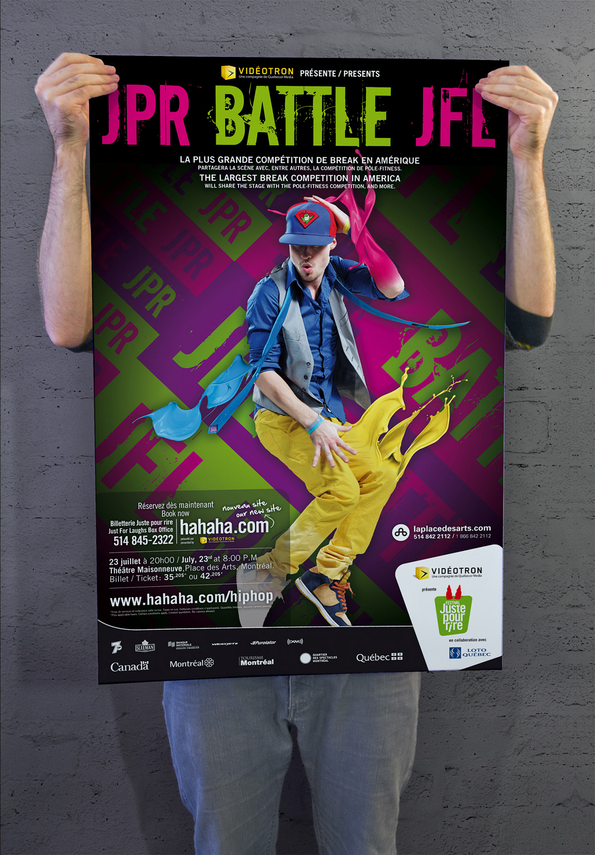 battle break DANCE   juste pour rire  montreal danse hip hop  splatter paint poster flyer diez