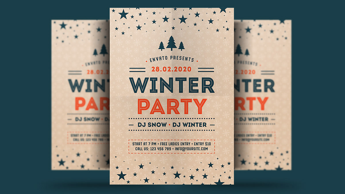 Holiday flyer psd template winter snow winter holiday