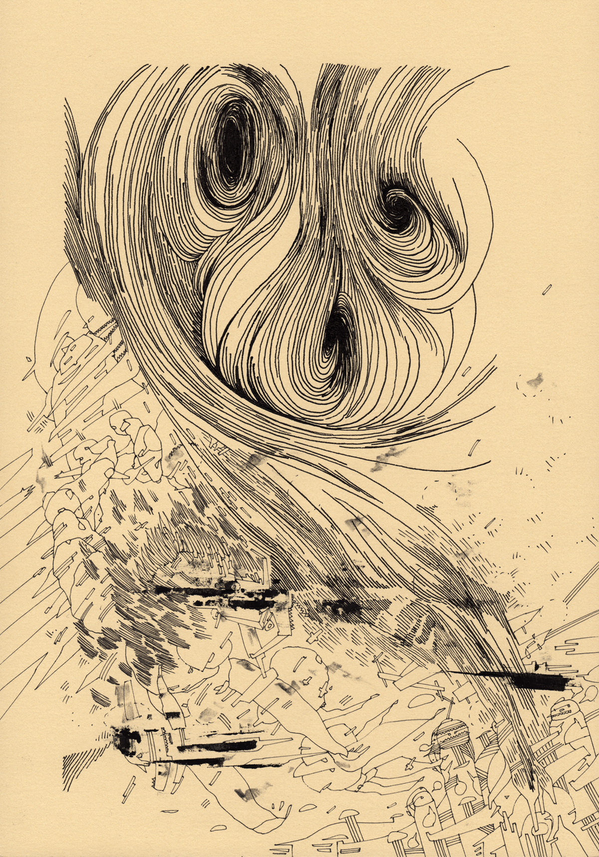 line drawing Collaboration ryan tippery robert malte engelsmann kaeghoro chicago berlin abstract art ink gouache analog paper