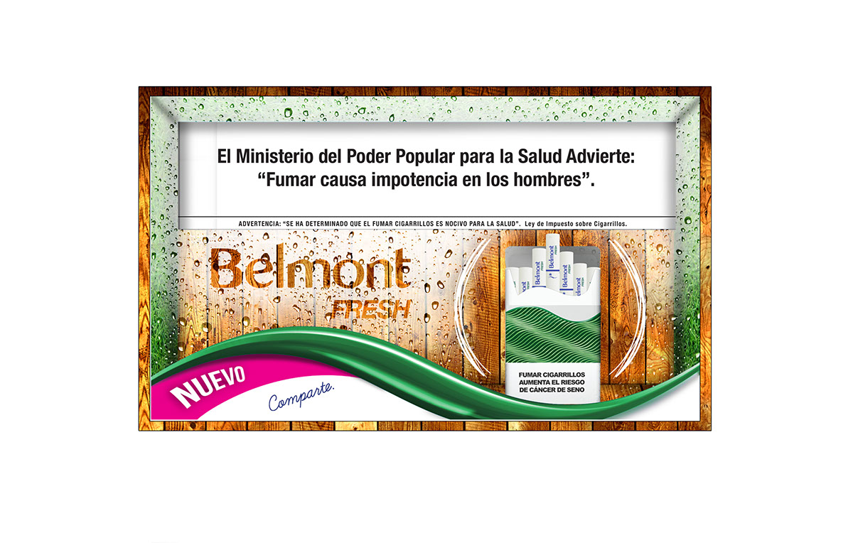 cigarros Belmont Exhibidor pixel fresh frescura grama agua madera