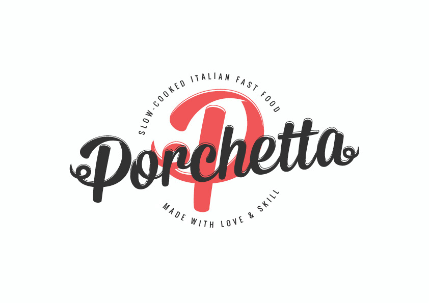 Porchetta italian Food  Street Food pork restaurant logo Logotype branding  logo