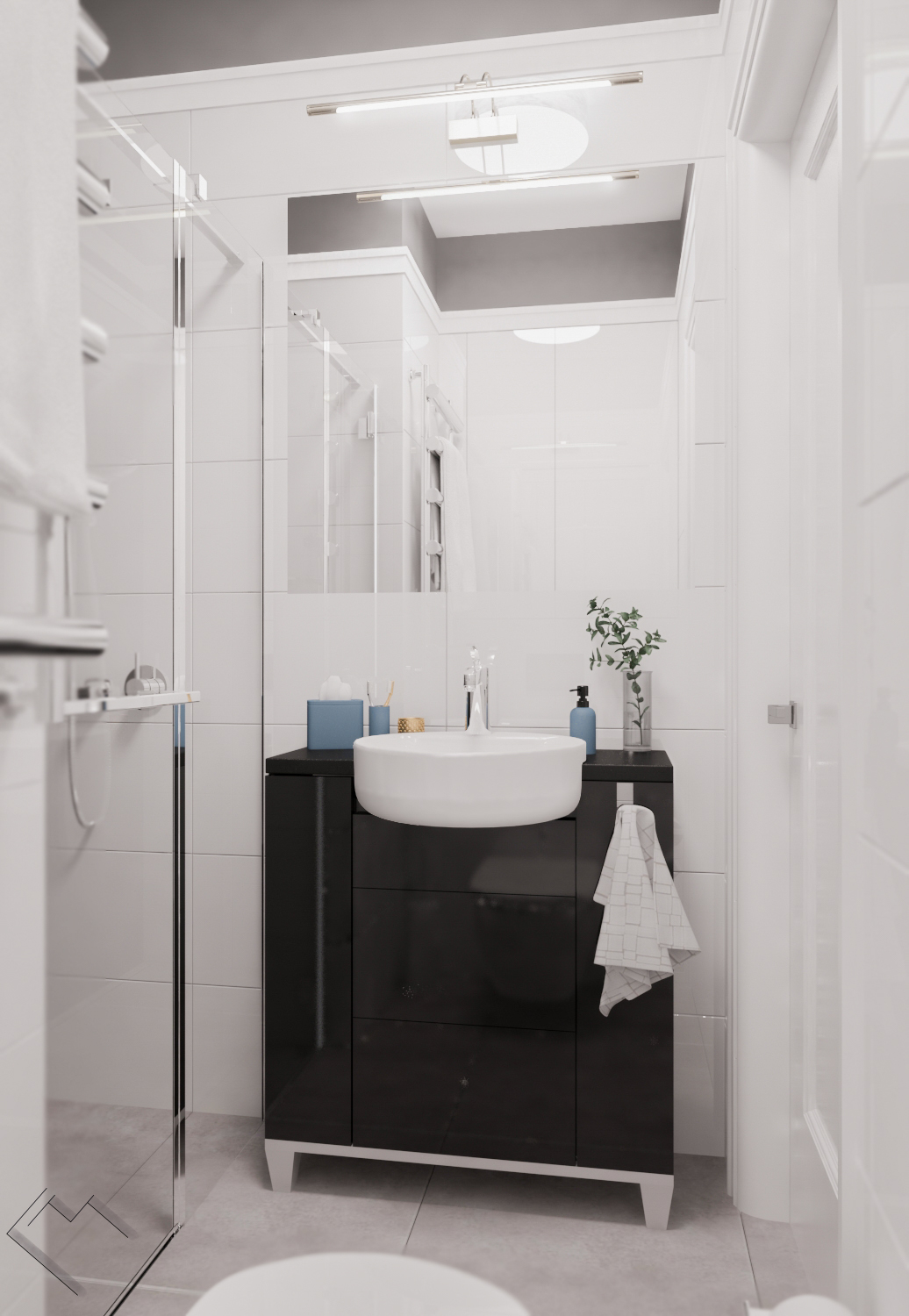 bathroom Interior black White glamour modern