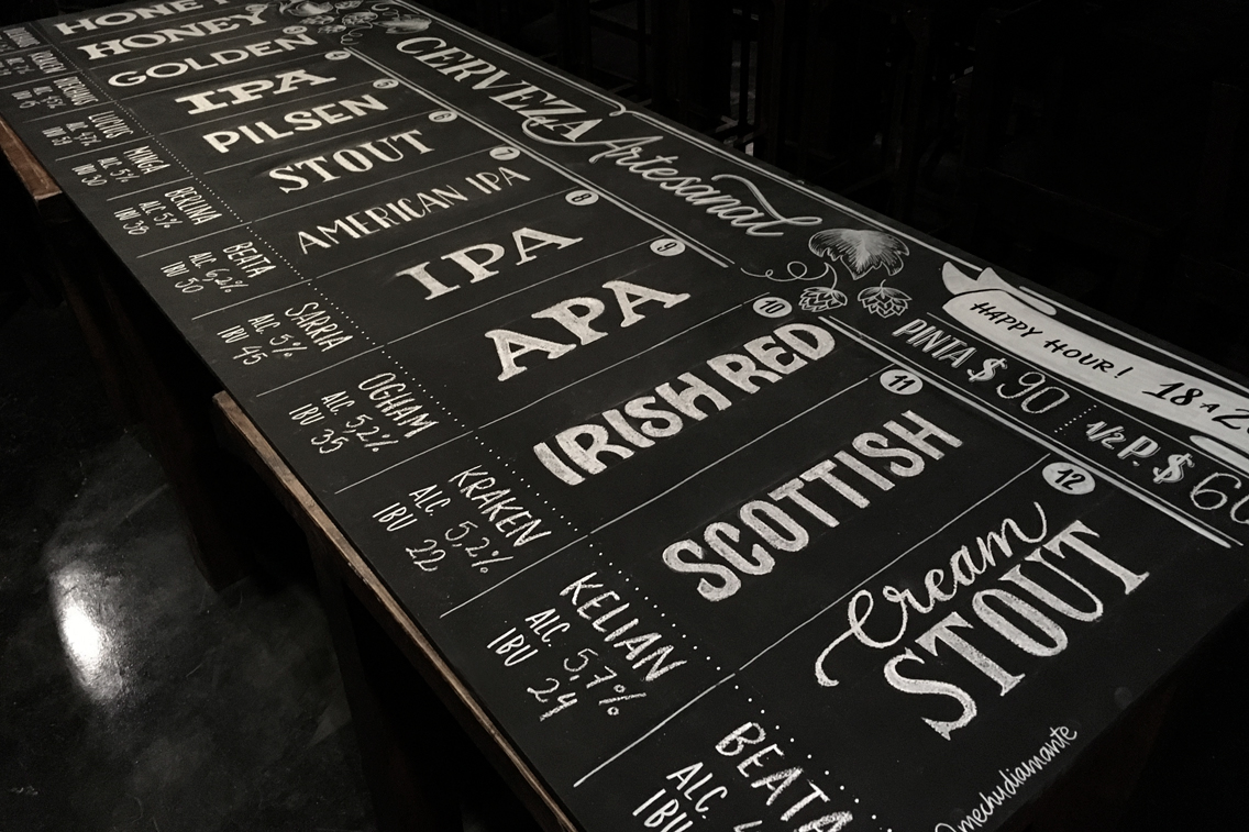 beer lettering Chalk Lettering chalk menu chalk artist custom typography cerveza handmade