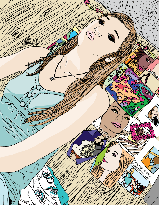 digital illustration art vector Illustrator girl hair room teen woman