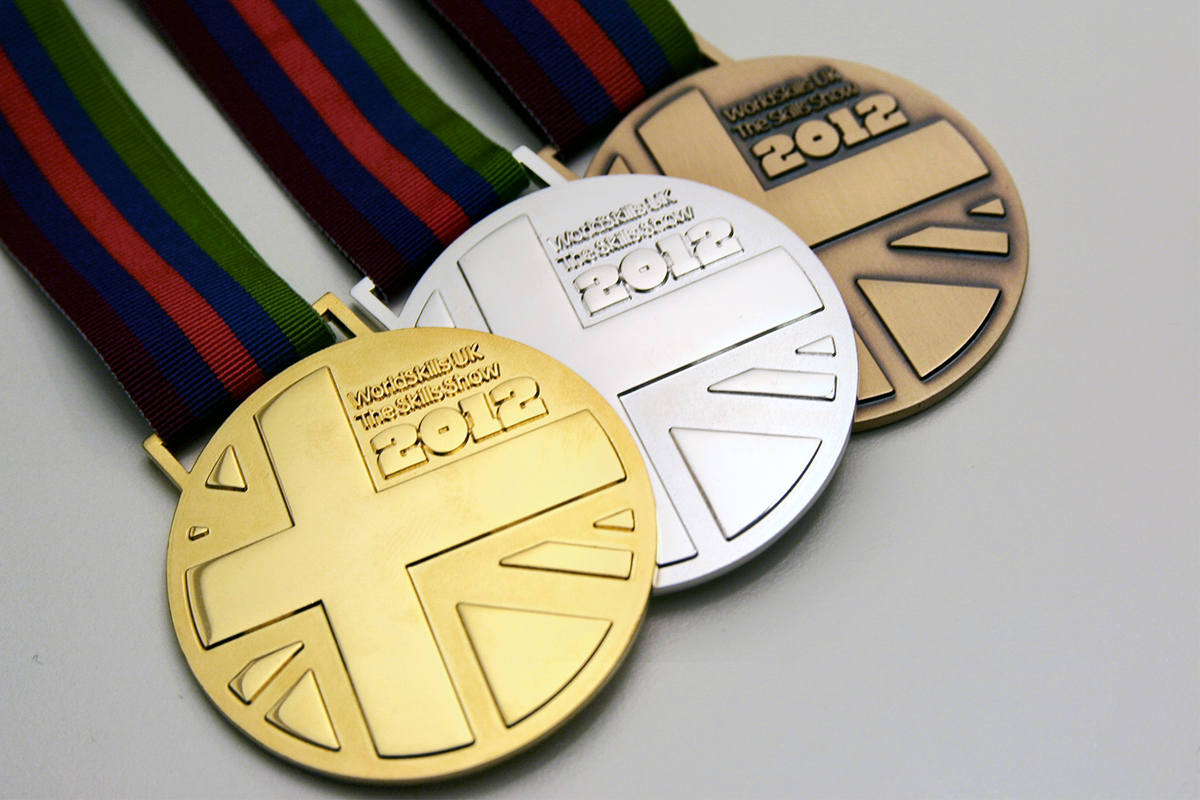 Medal medals gold silver bronze national Competition winners winner Finals medallion UK union jack Union flag