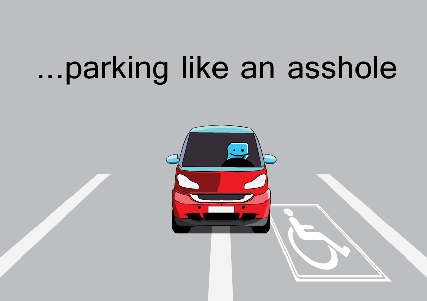 BoBo parking Smart asshole red vector disabled Park Illustrator adobe