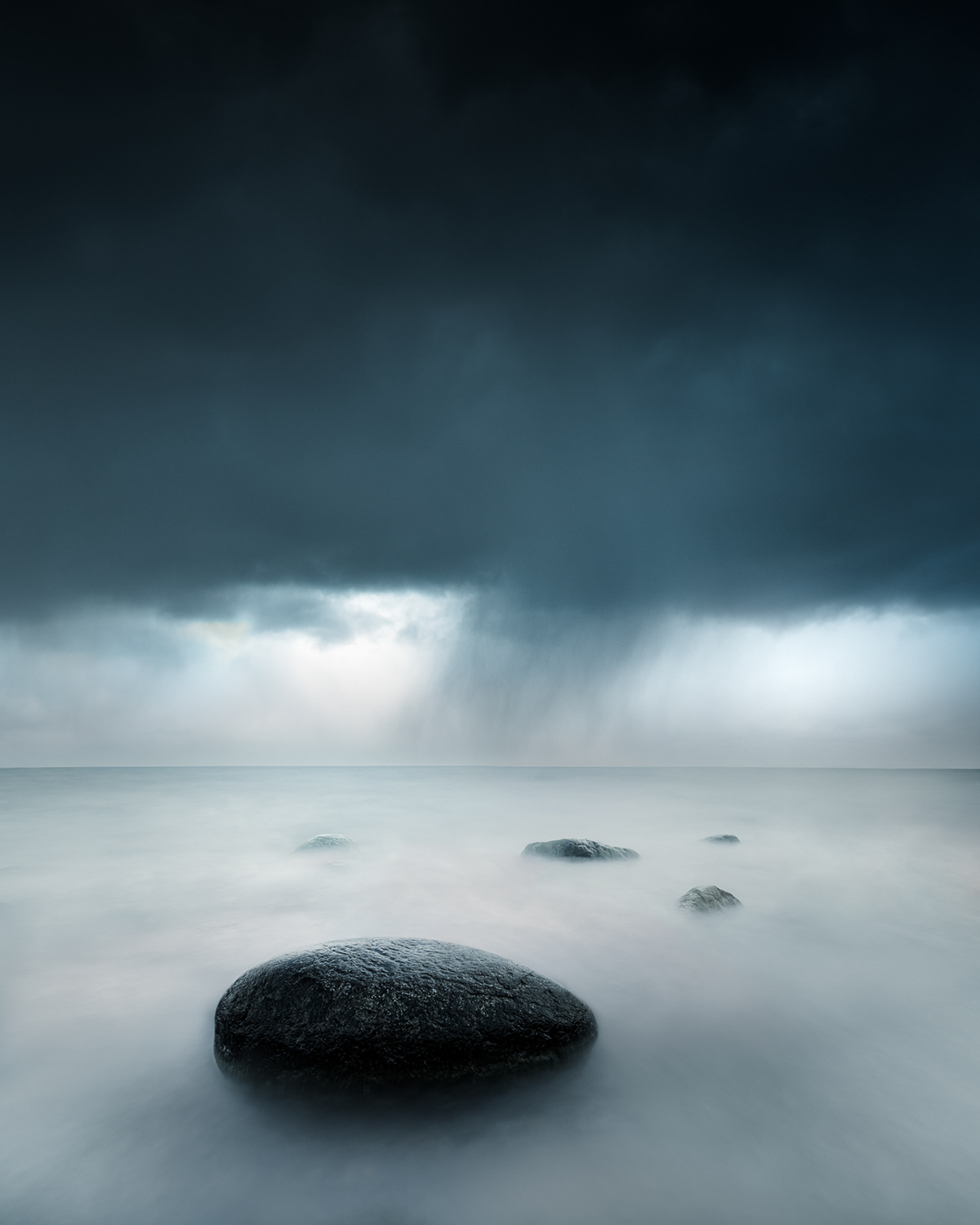Rainy dark day at the coast of Finland