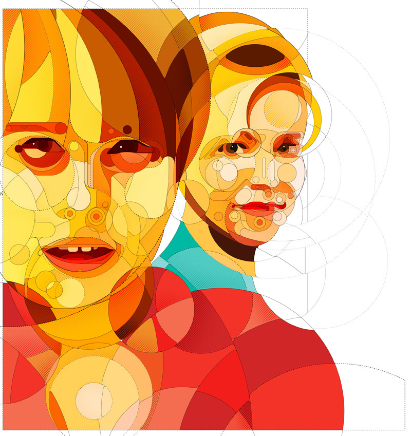 portrait portraits Portraiture magazines publishing   vector Illustrator geometric charles williams made up Wired GQ